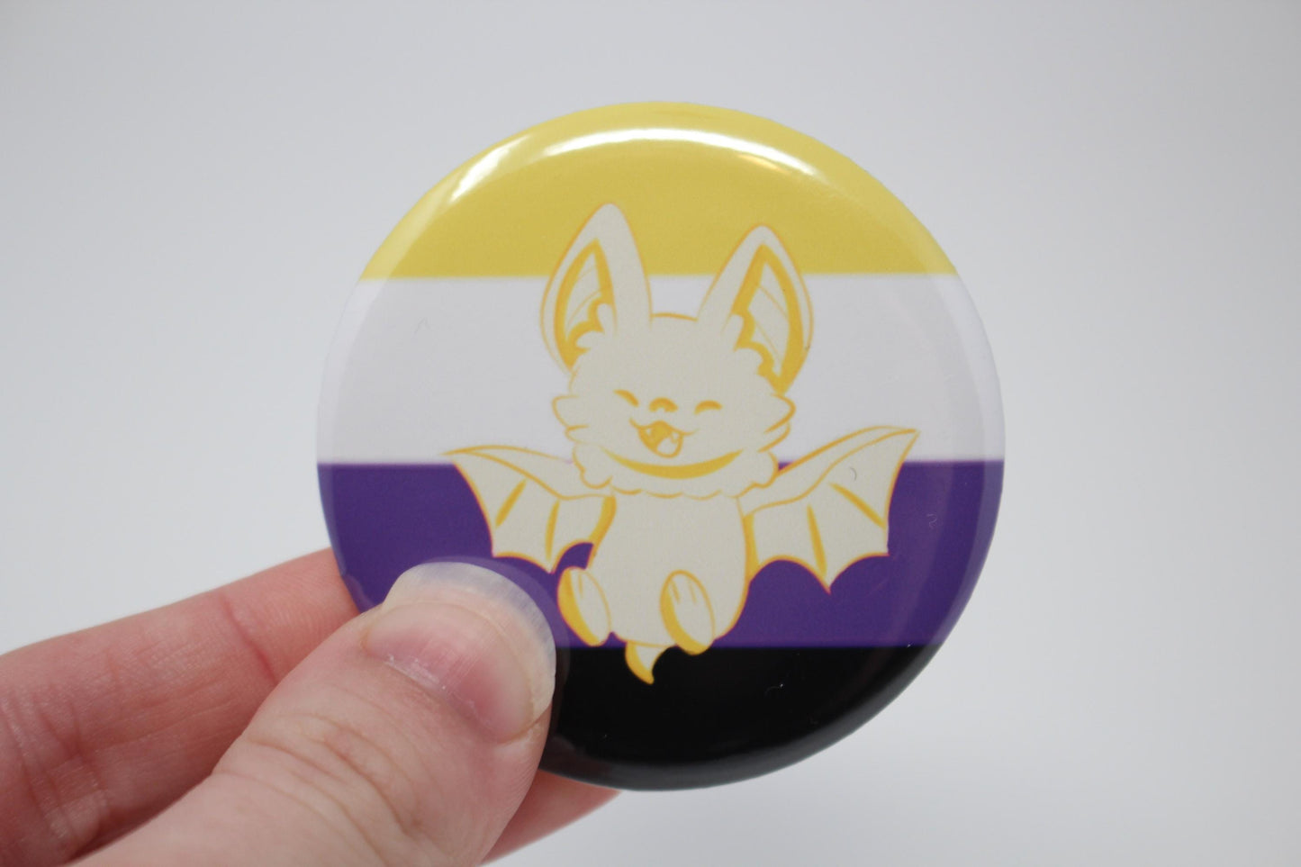 58mm (2.25") Pride Bat Pin Back Button Badges