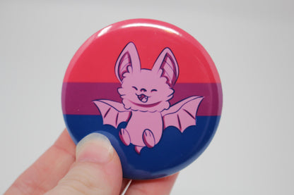 58mm (2.25") Pride Bat Pin Back Button Badges