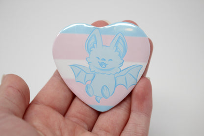 Pride Bat Heart Pin Back Button Badges
