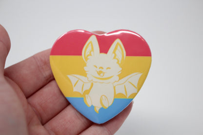 Pride Bat Heart Pin Back Button Badges