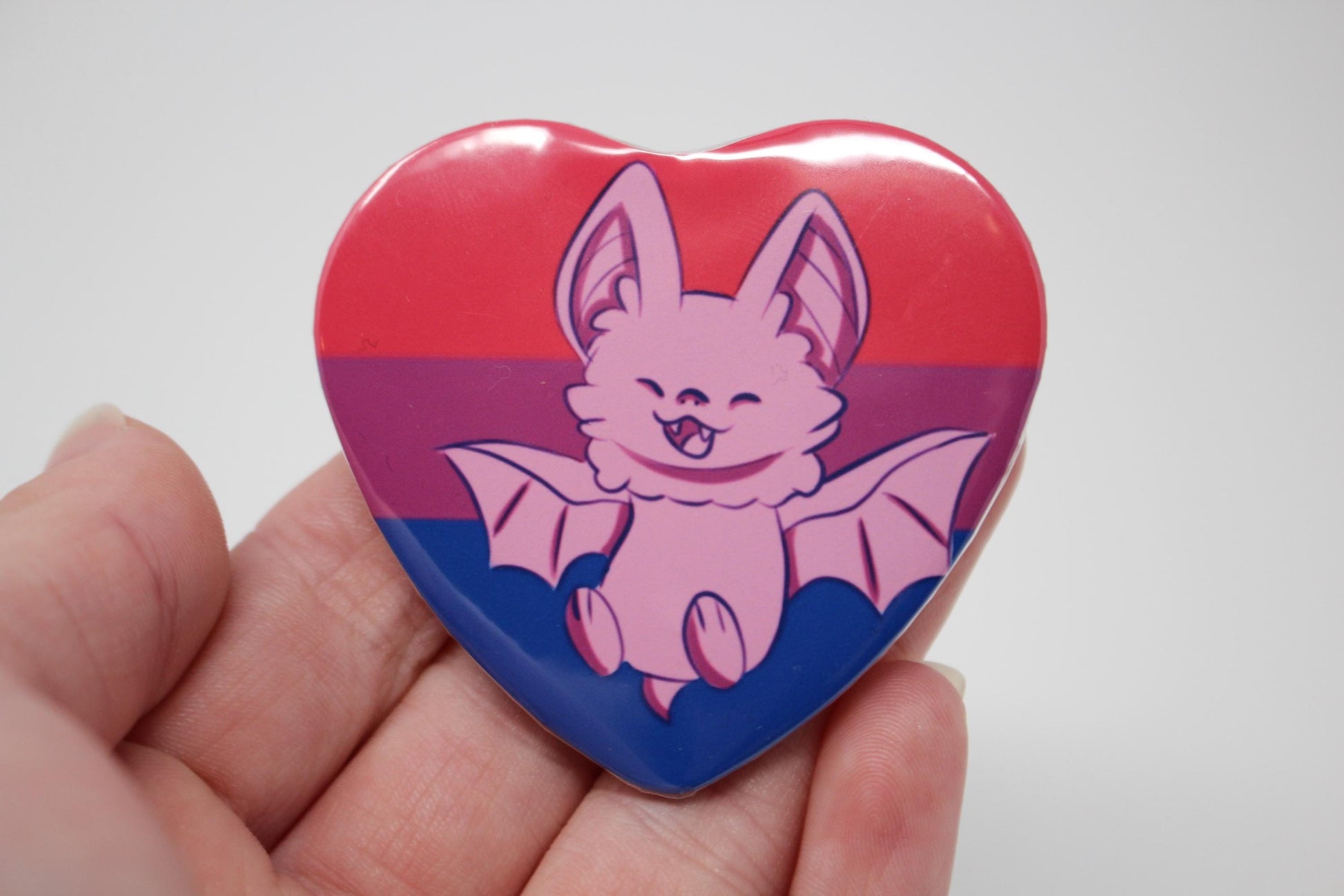 Pride Bat Heart Pin Back Button Badges