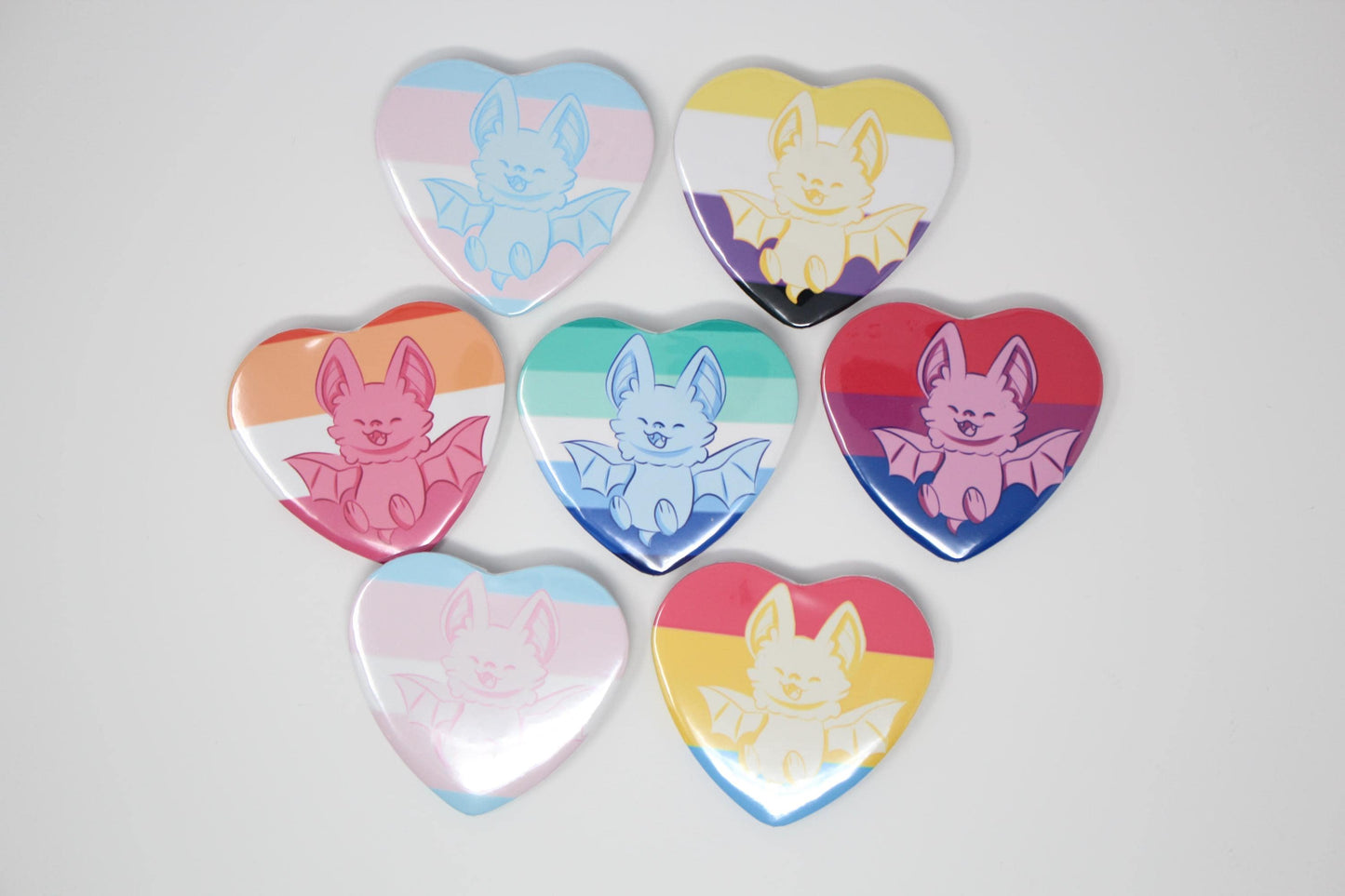 Pride Bat Heart Pin Back Button Badges