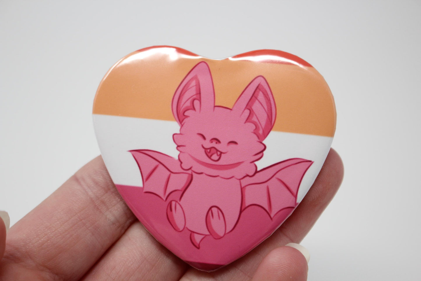 Pride Bat Heart Pin Back Button Badges
