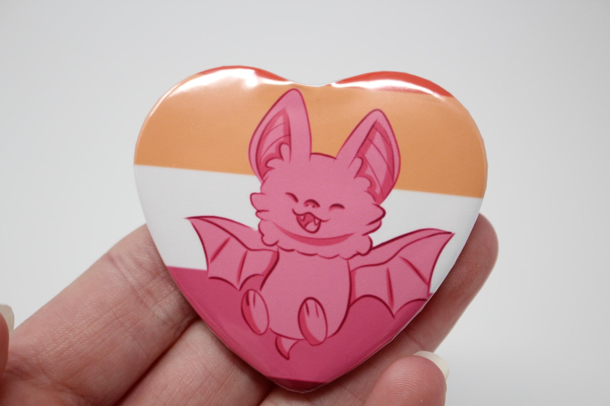 Pride Bat Heart Pin Back Button Badges