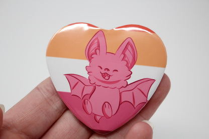 Pride Bat Heart Pin Back Button Badges